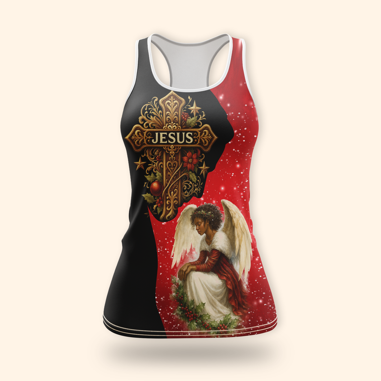 Personalized Jesus Cross Hoodie – Angel Praying Christmas Zip Up