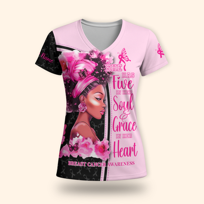 Personalized Breast Cancer Awareness Shirt for Black Women, Custom Choo