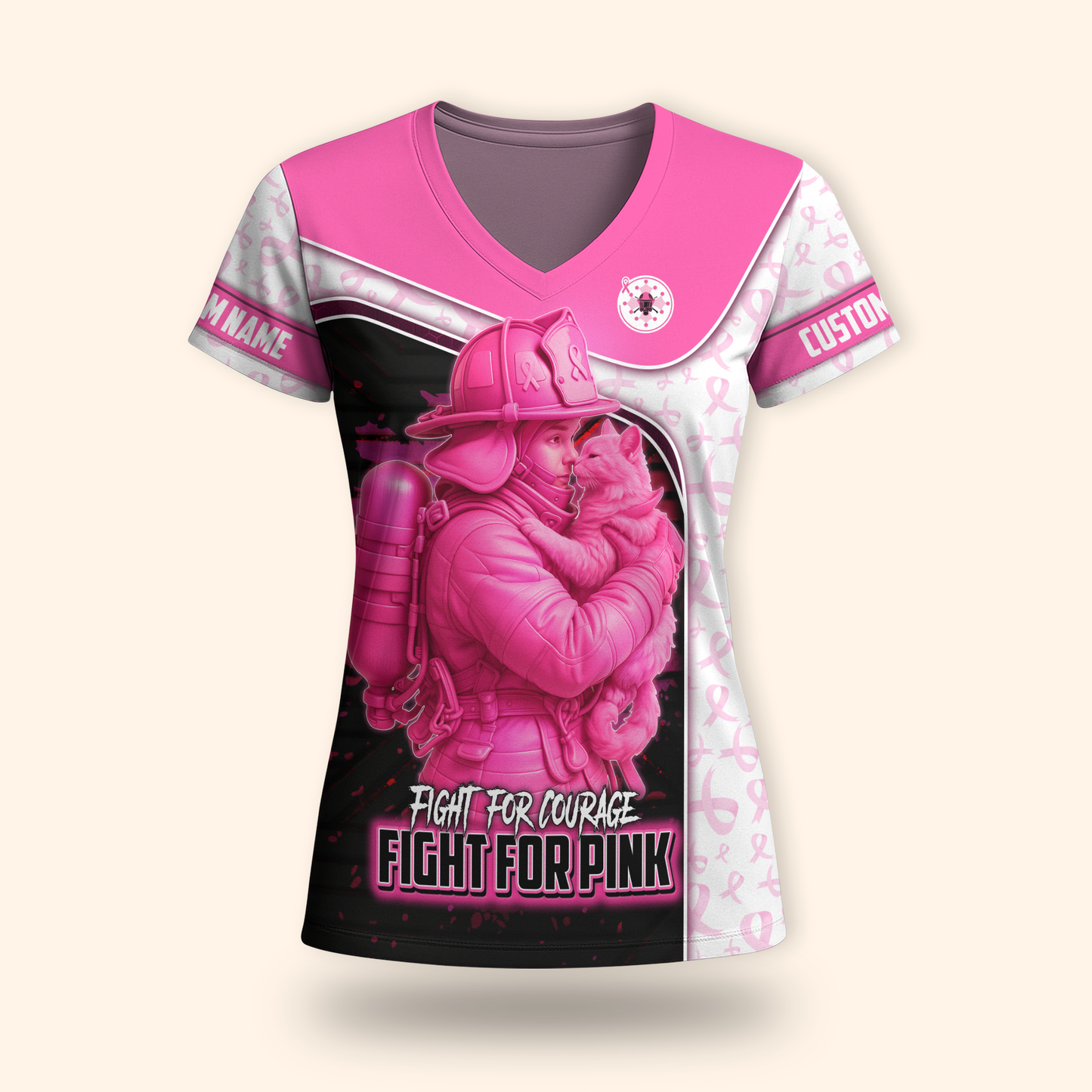 Firefighter Breast Cancer Awareness shirt, Custom Choo