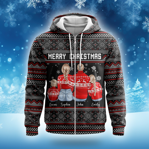 Personalized Family Christmas Hoodie – Custom Name Matching Holiday Outfit